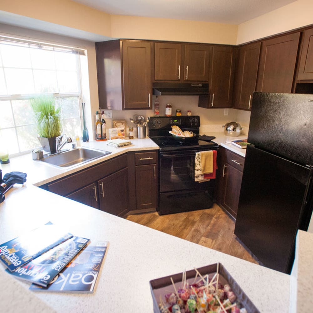 Kitchen with lots of counter space at The Seasons in Lynnwood, Washington