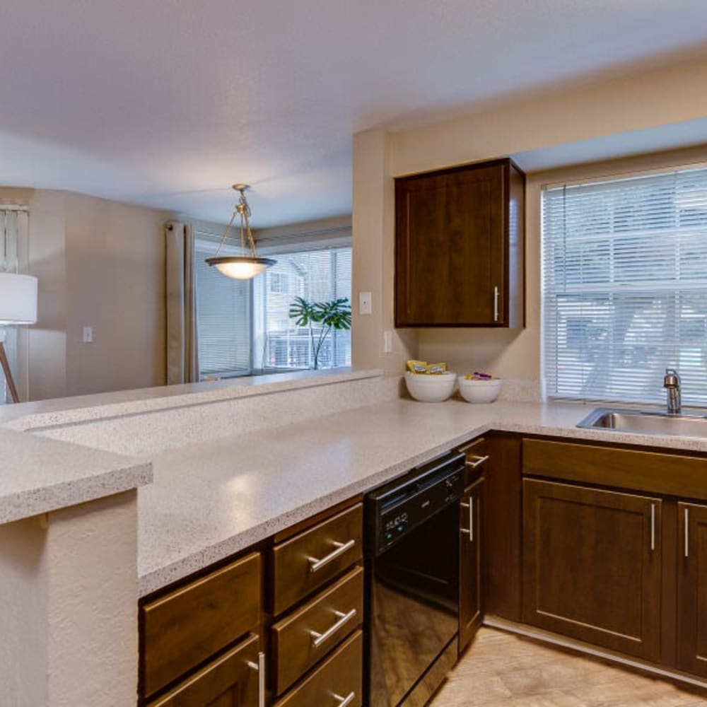 Kitchen with a dishwasher at The Seasons in Lynnwood, Washington