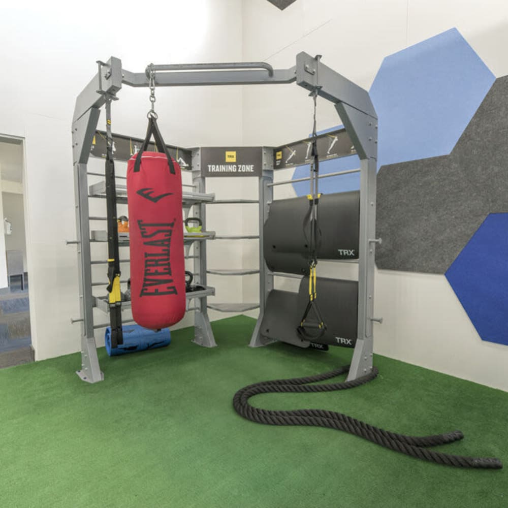 Punching bag in the fitness center at Cypress Creek in Salinas, California