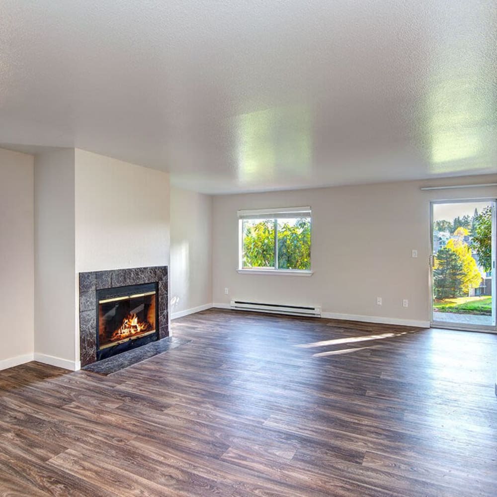 Living space with fireplace The Fairways in Tacoma, Washington