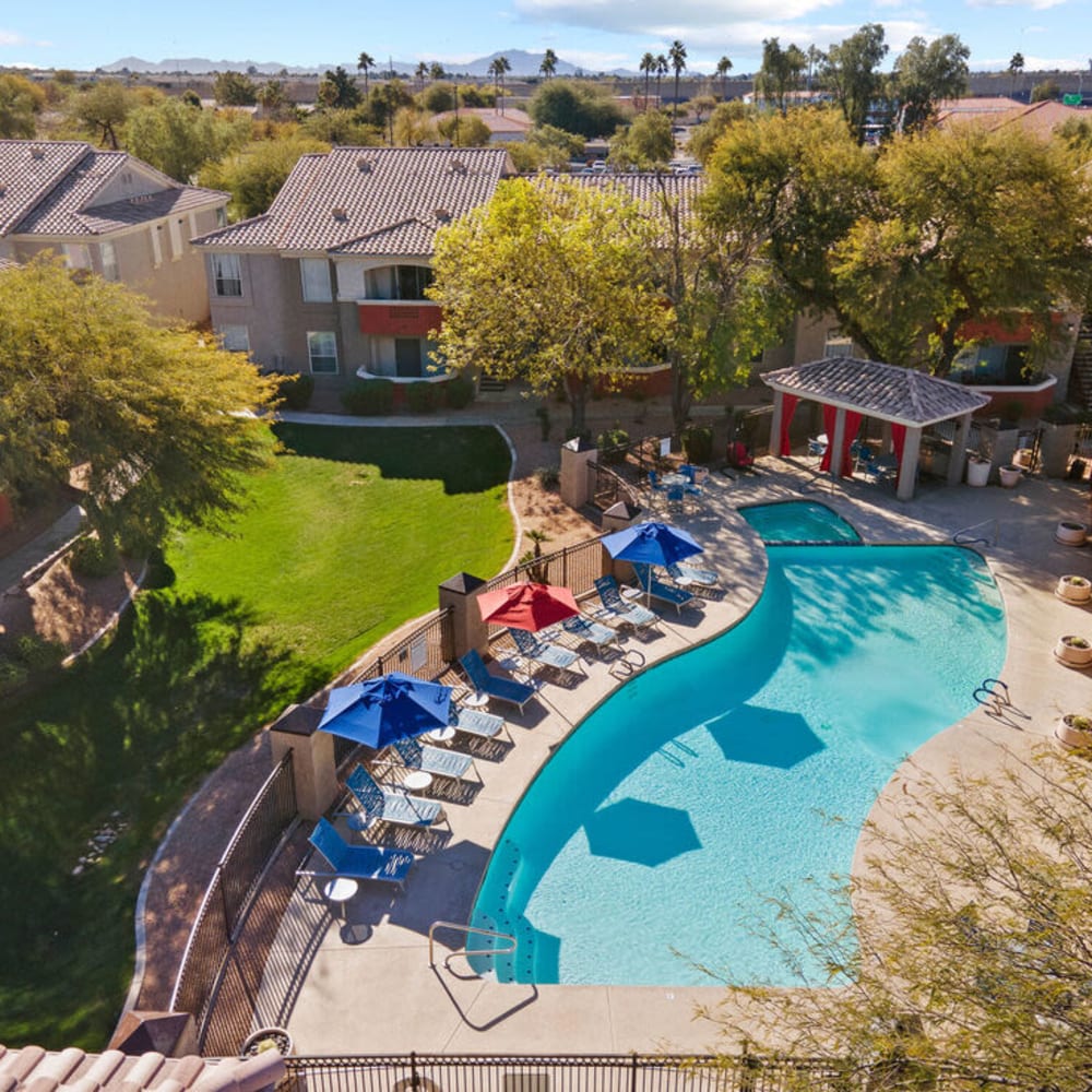 Aerial view of the swimming pool Envision in Mesa, Arizona