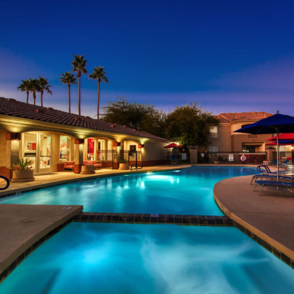 Swimming pool at night Envision in Mesa, Arizona