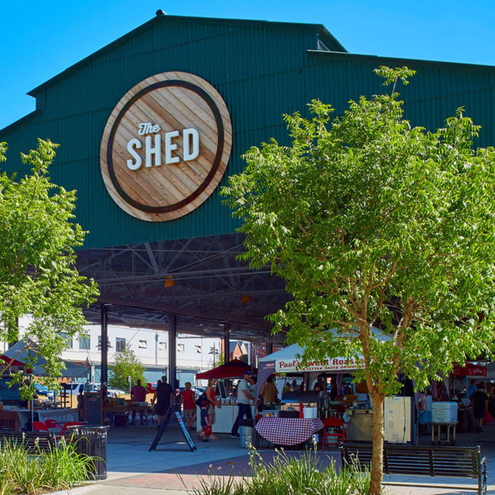 The Shed a local food cart court near Harvest Lofts in Dallas, Texas