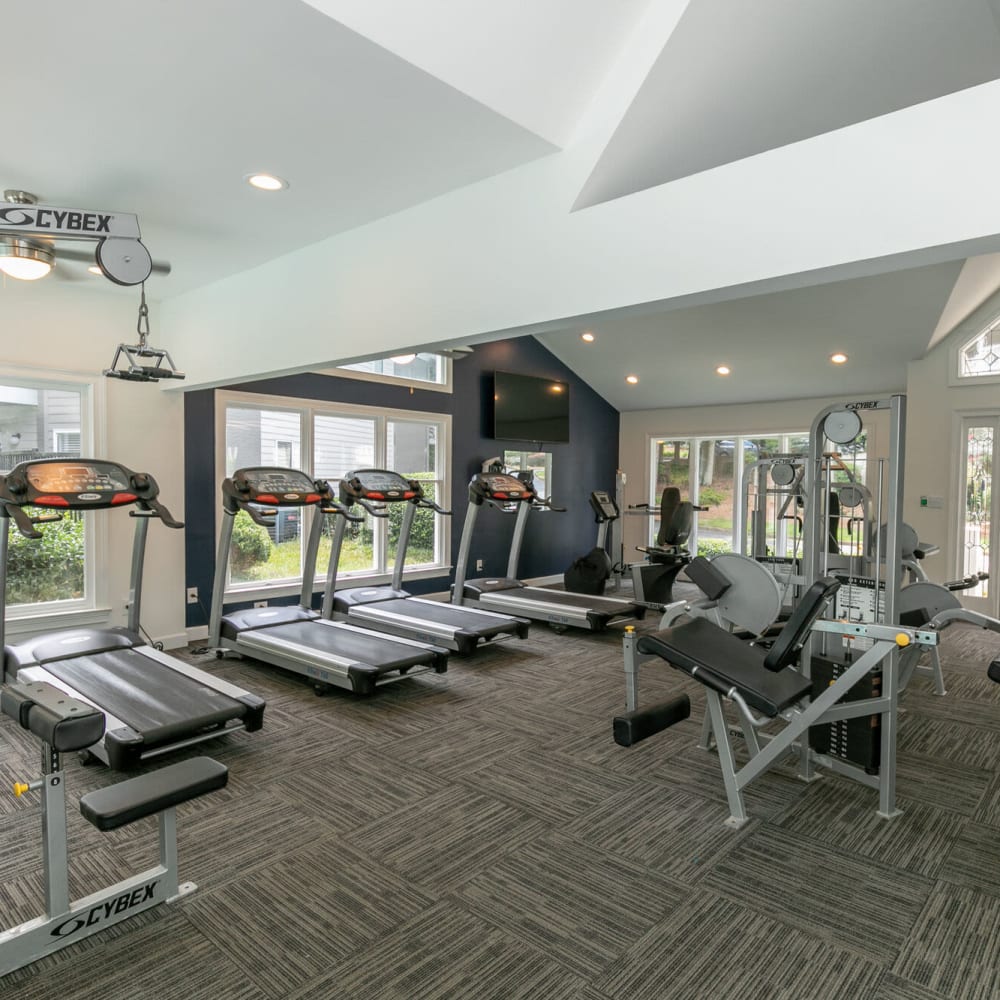 Fitness center with treadmills at Junction at Vinings in Smyrna, Georgia