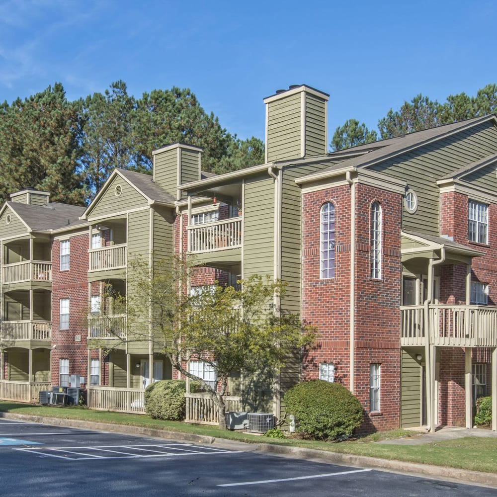 Exterior view of patios and balconies at Anzio in Lawrenceville, Georgia