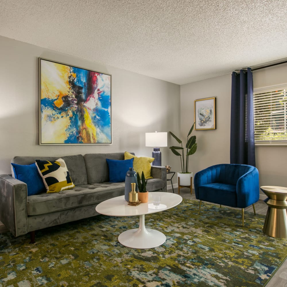 Modern living areas at Glo Apartments in Albuquerque, New Mexico