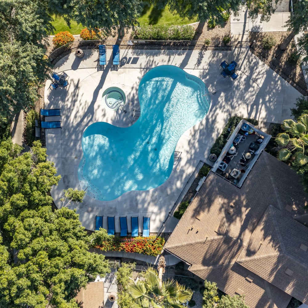Aerial of swimming pool area at Morada Grande in Phoenix, Arizona