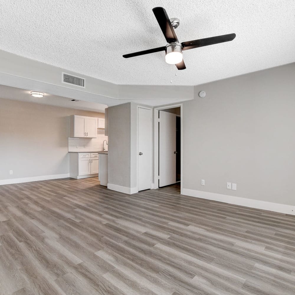 Wood-style flooring in an apartment at Tides on Indios in Las Vegas, Nevada