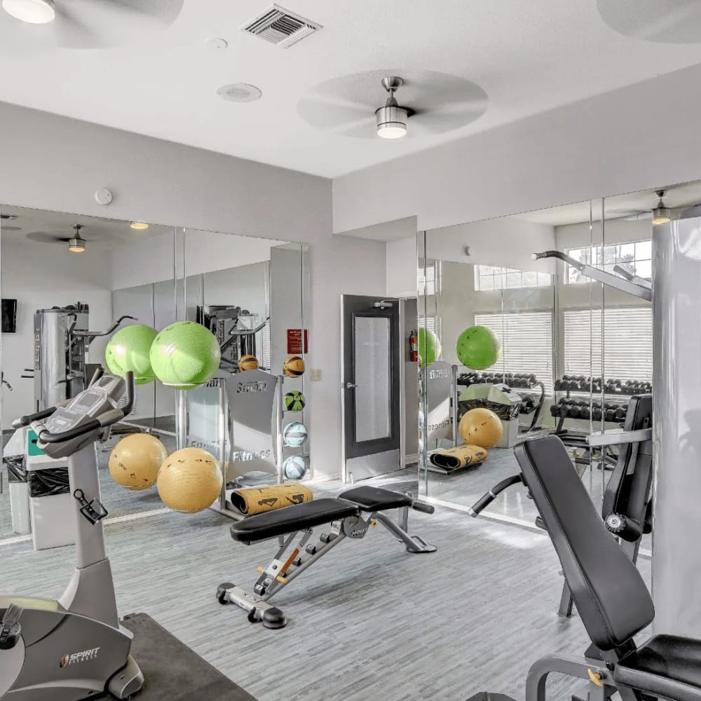 Well-equipped fitness center at Tides on Twain in Las Vegas, Nevada