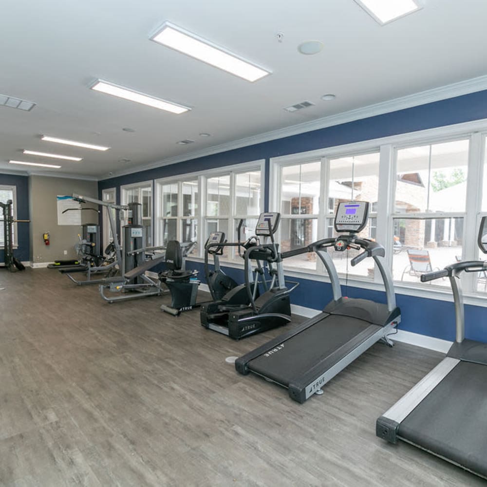 Fitness center with treadmills at Sweetwater Creek in Lithia Springs, Georgia