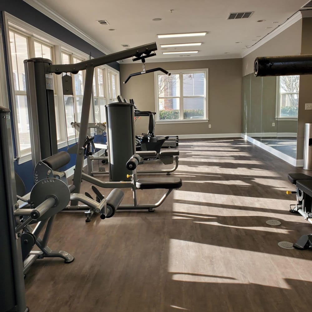 Fitness center with exercise machines at Sweetwater Creek in Lithia Springs, Georgia