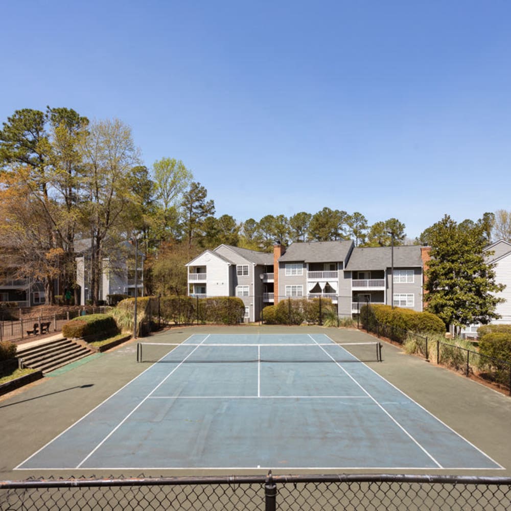 Overview of the tennis courts at Bridgeport in Raleigh, North Carolina