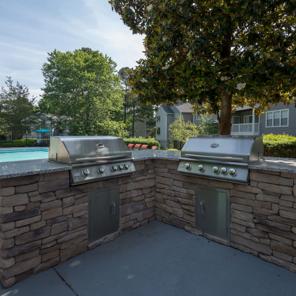 Barbequing stations at Bridgeport in Raleigh, North Carolina