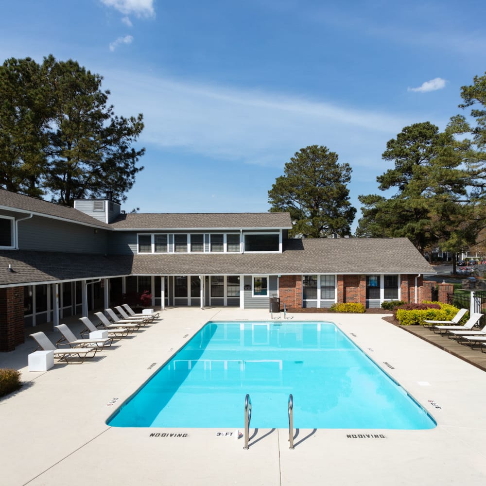 View from the pool at Duraleigh Woods in Raleigh, North Carolina