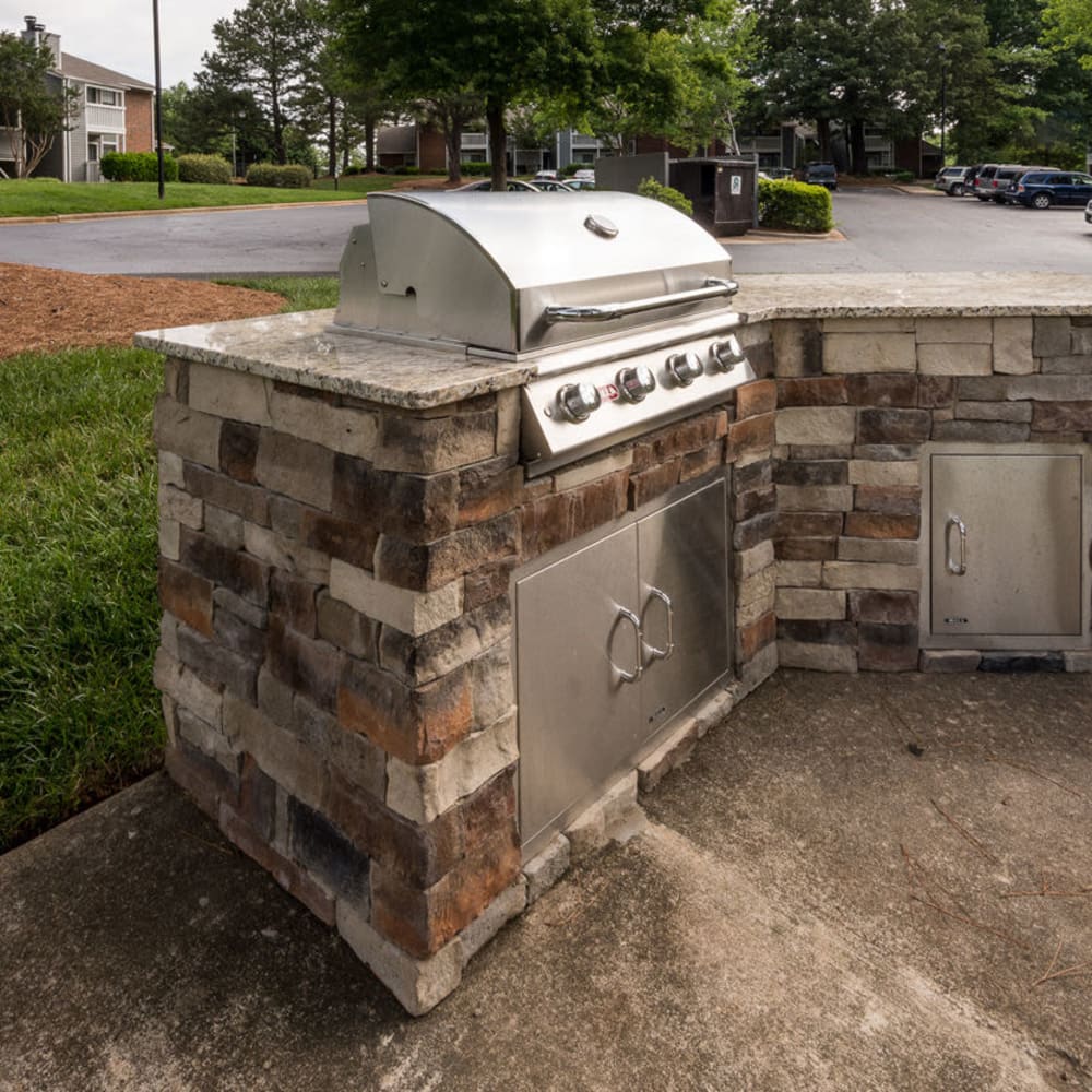Barbequing stations at Duraleigh Woods in Raleigh, North Carolina