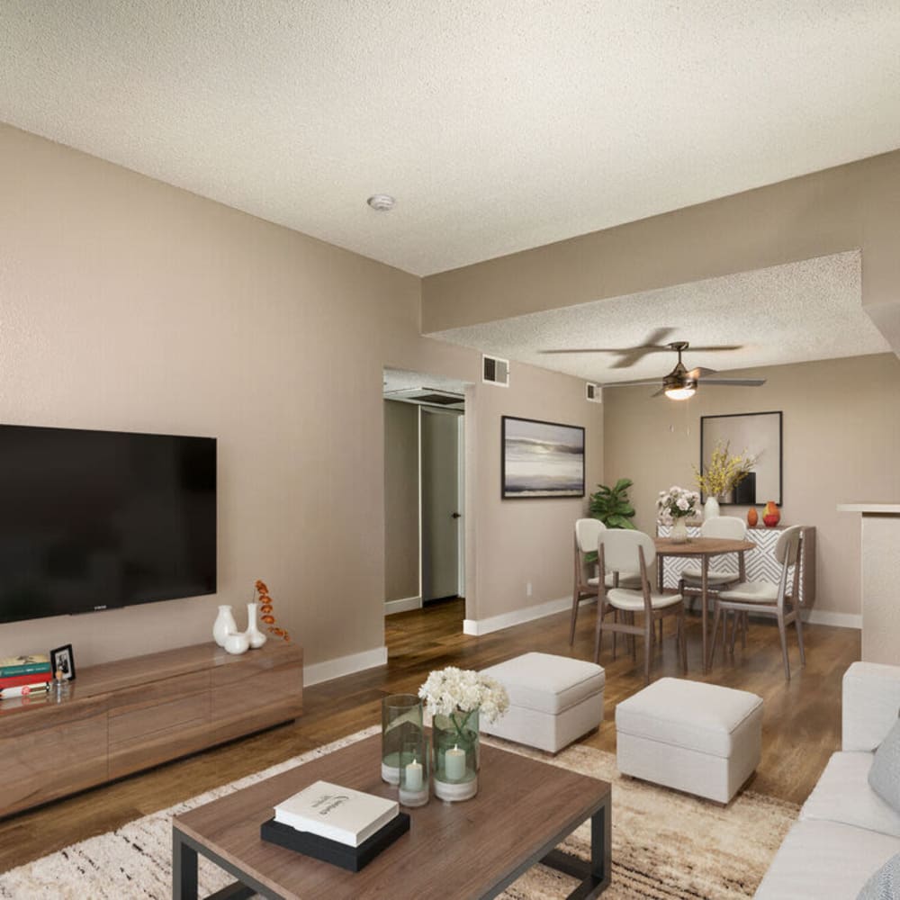 Modern living rooms at The Highlands at Grand Terrace in Grand Terrace, California