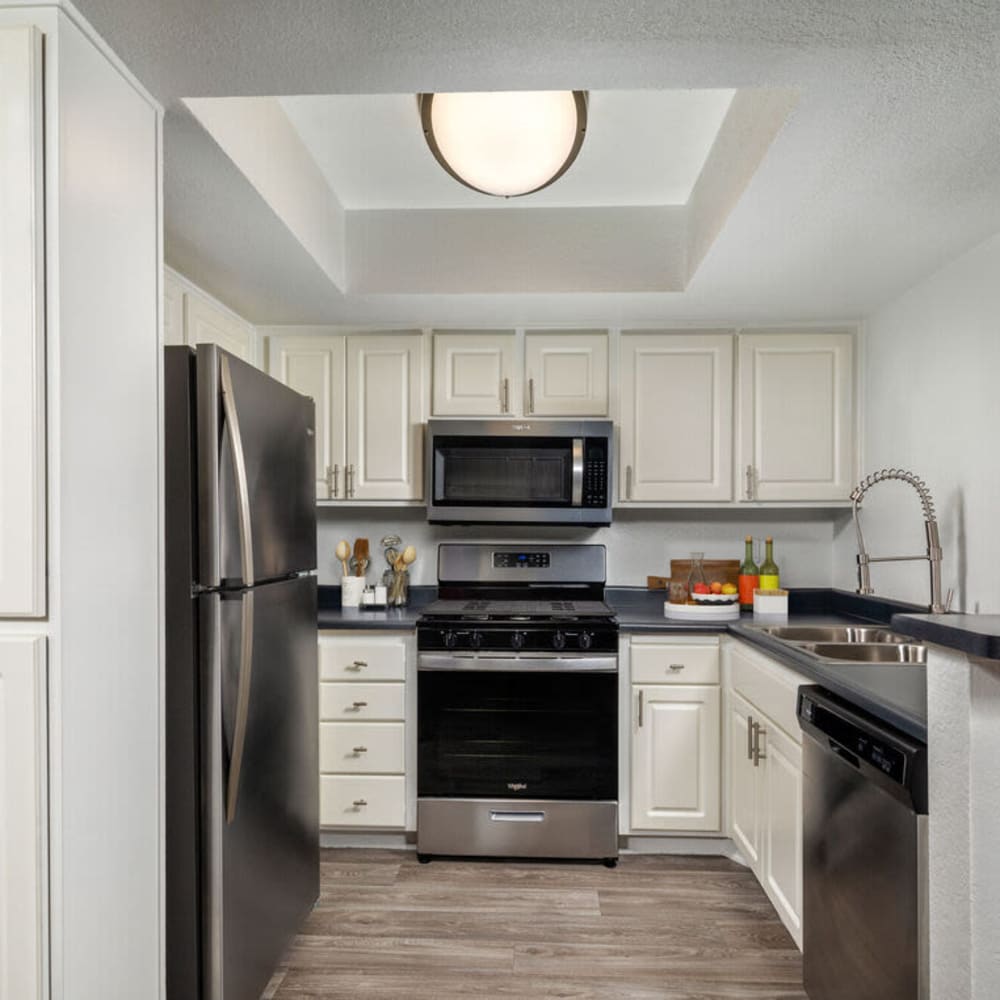 Modern kitchens and appliances at The Highlands at Grand Terrace in Grand Terrace, California
