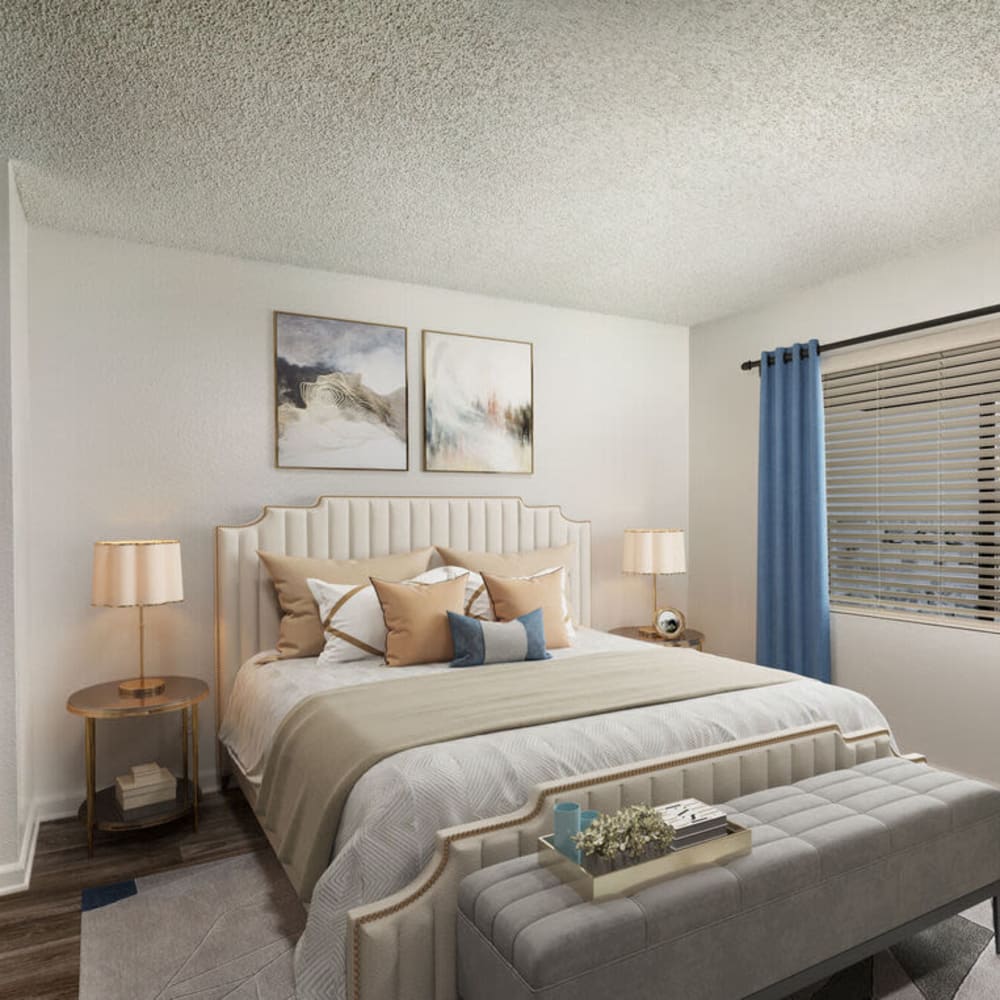 Cozy bedrooms at The Highlands at Grand Terrace in Grand Terrace, California