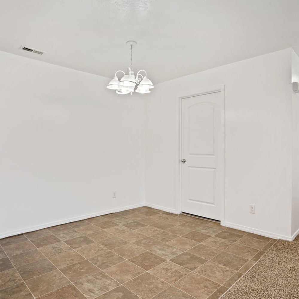 Tile flooring in an apartment dining room at Elk Run Apartments in Magna, Utah