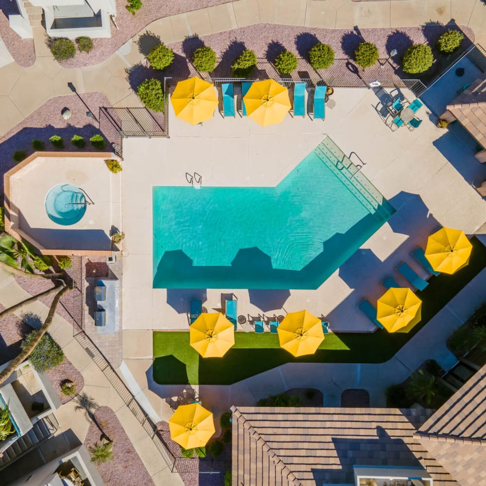 Overhead image of pool area at The Bella in Phoenix, Arizona