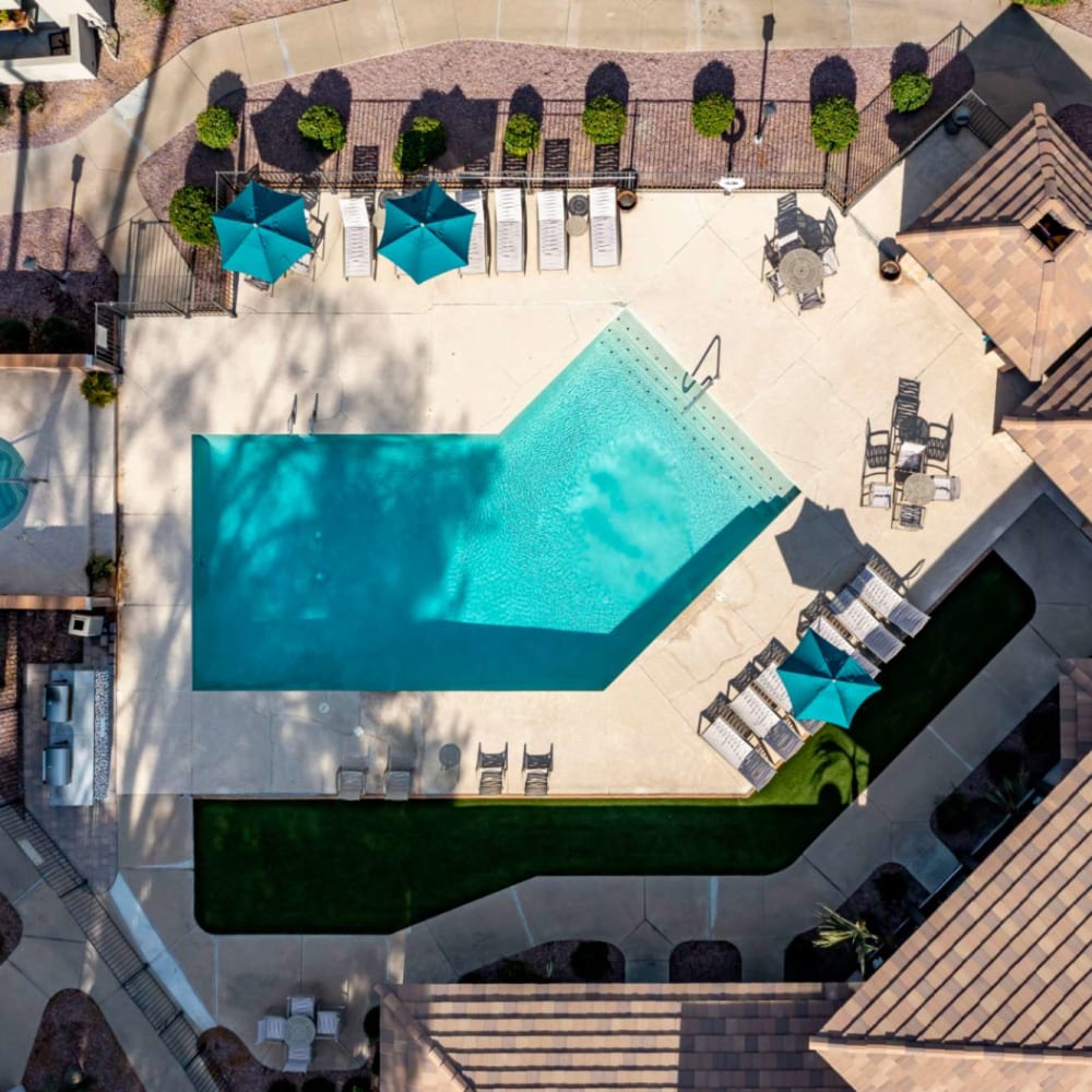 Overhead view of the second pool at The Bella in Phoenix, Arizona