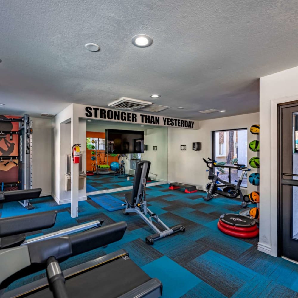 Fitness center with exercise machines at The Bella in Phoenix, Arizona