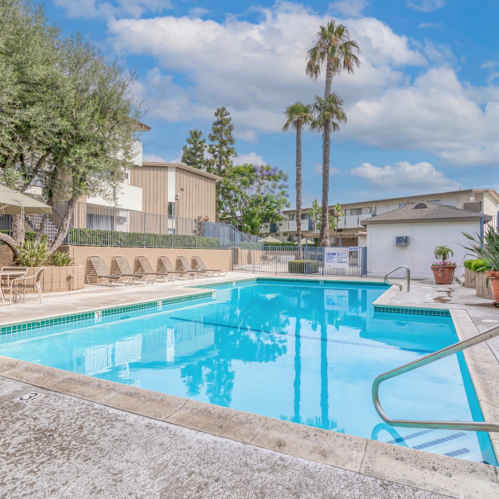 Pool at Malabar Apartments in Garden Grove, California
