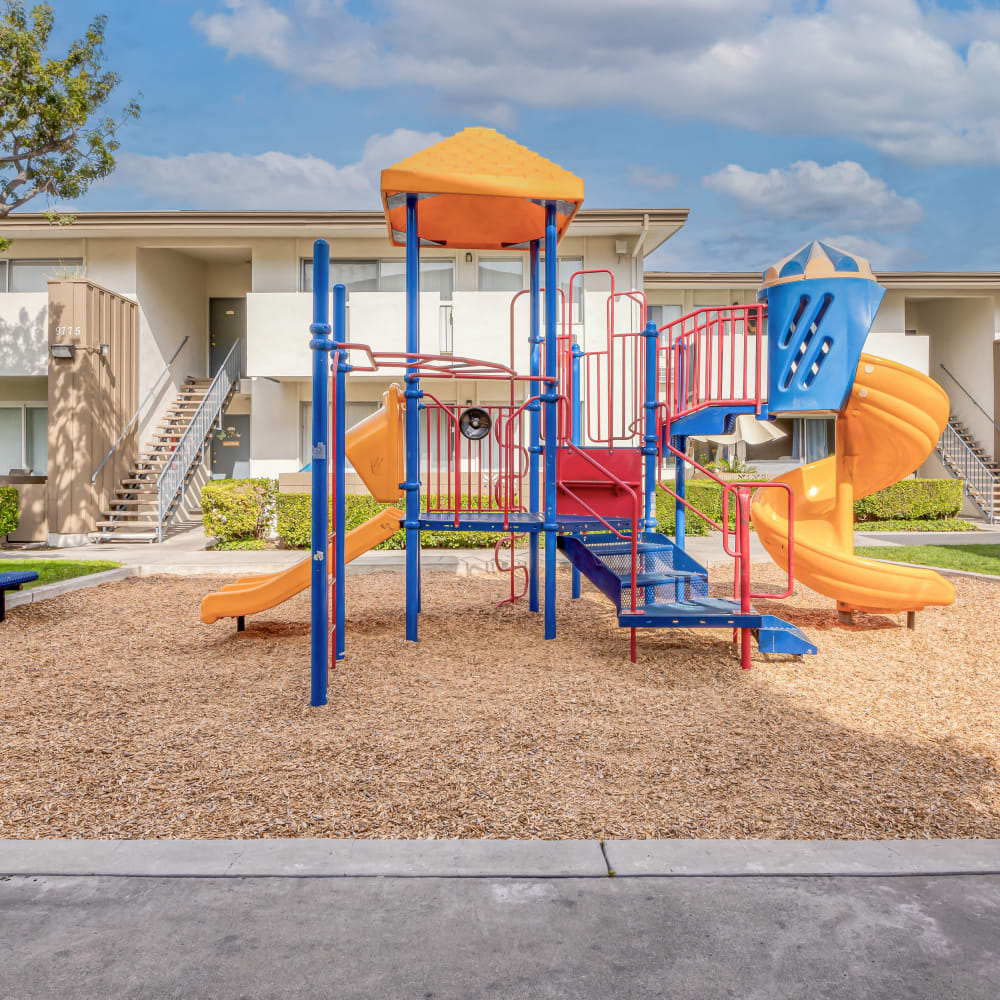 Play area at Malabar Apartments in Garden Grove, California