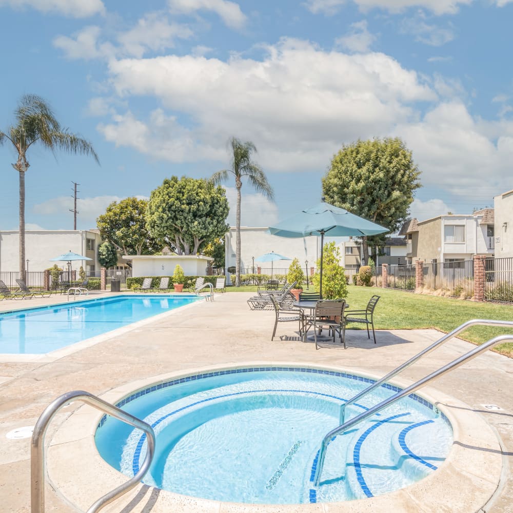 Spa and pool at North Hills Apartments in Fullerton, California