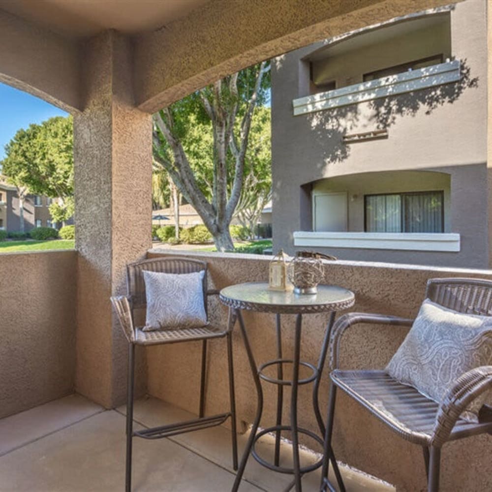 Outdoor patio and balconies at Morada Rise in Phoenix, Arizona