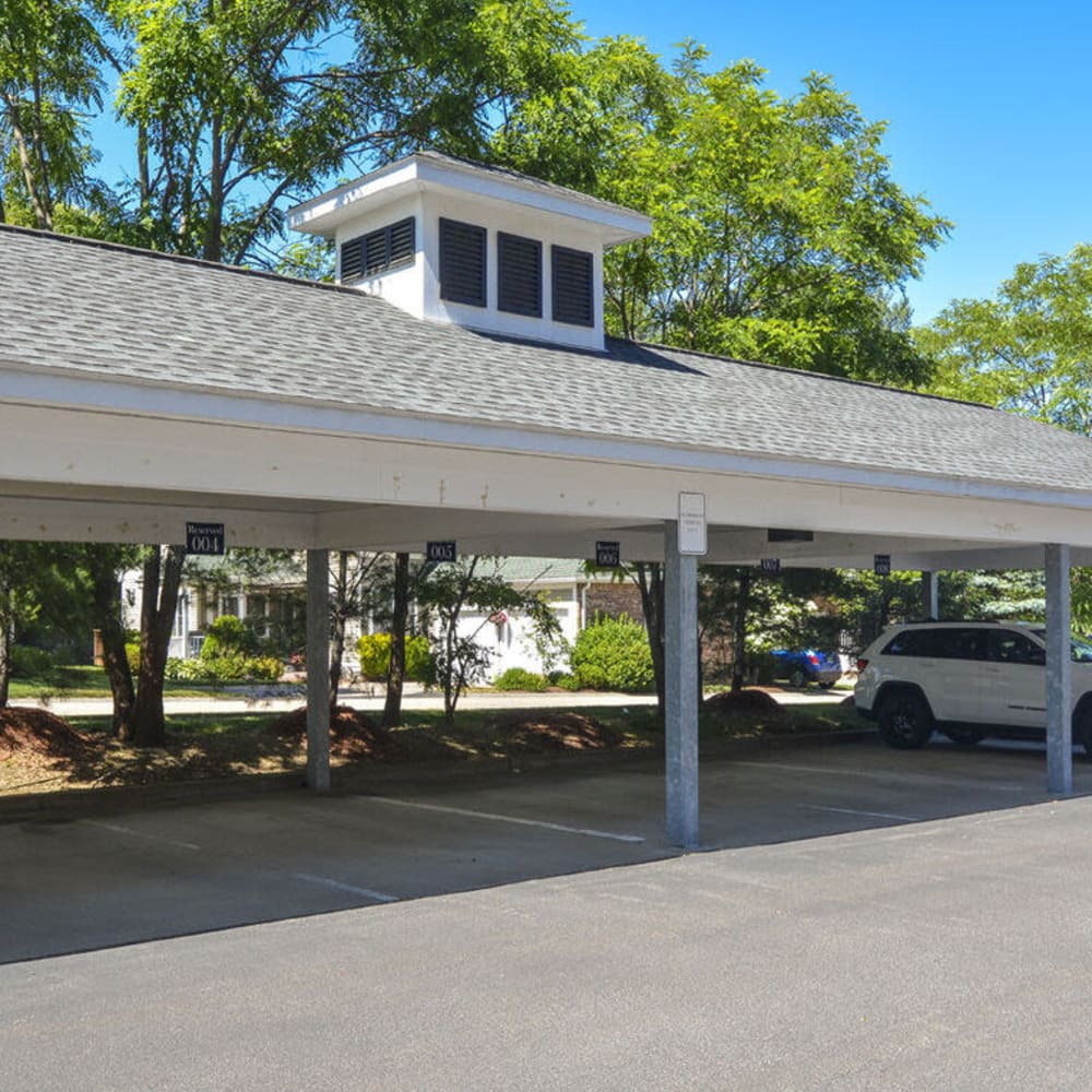Covered parking at Lux at Stoughton in Stoughton, Massachusetts