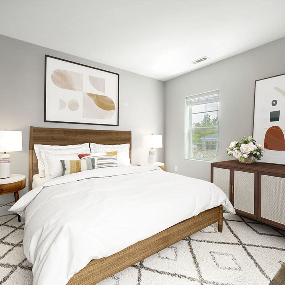 Cozy bedrooms at Lux at Stoughton in Stoughton, Massachusetts