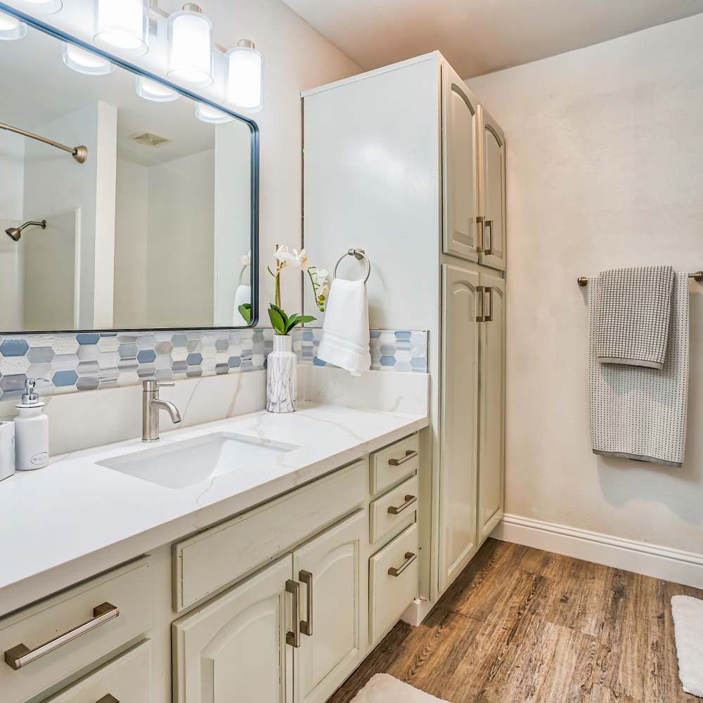 Bathroom at Ascent Townhome Apartments in Fresno, California