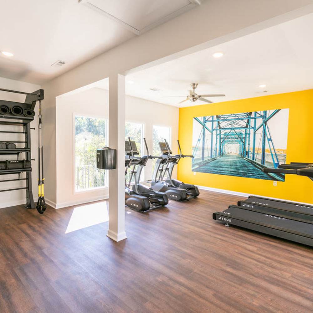 Fitness center with treadmills at Ridgemont at Stringers Ridge in Chattanooga, Tennessee
