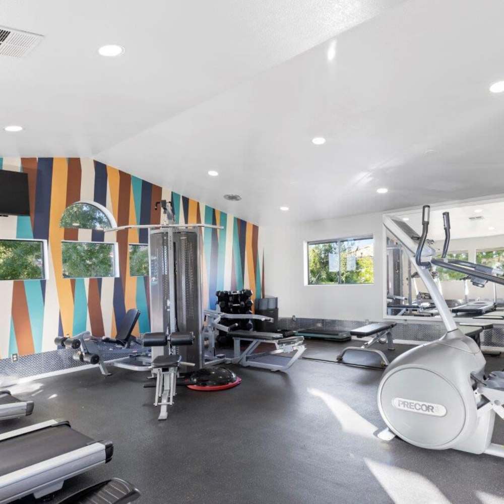 Fitness center with treadmills at Fountain Palms in Peoria, Arizona