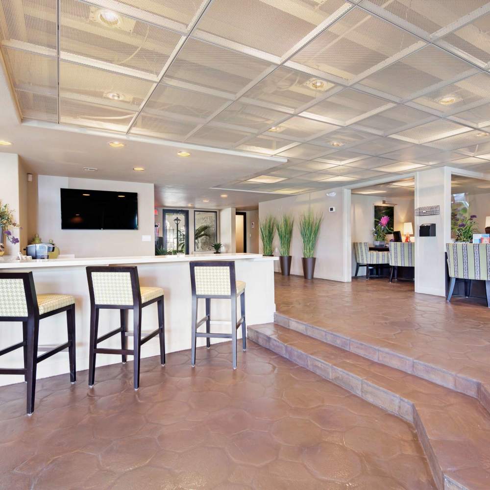 Clubhouse with indoor lounge at Fountain Palms in Peoria, Arizona