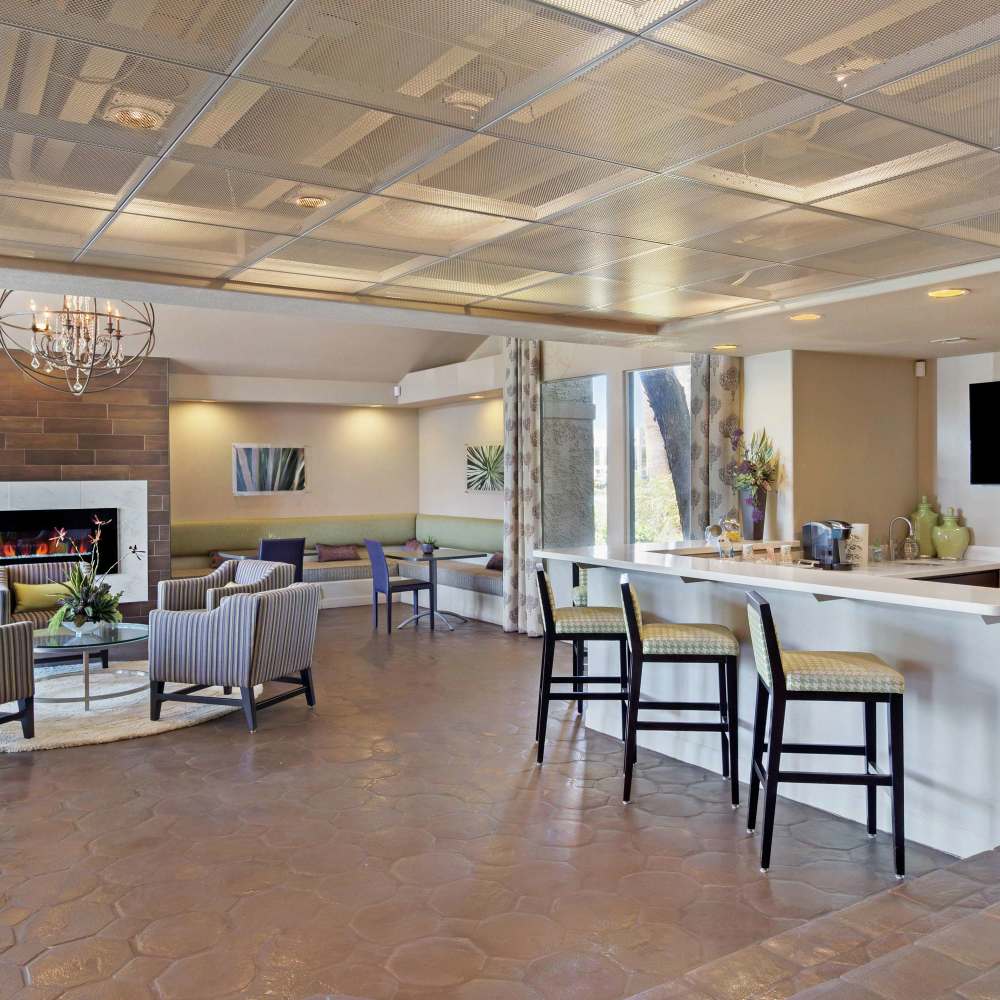 Clubhouse with plenty of community seating at Fountain Palms in Peoria, Arizona
