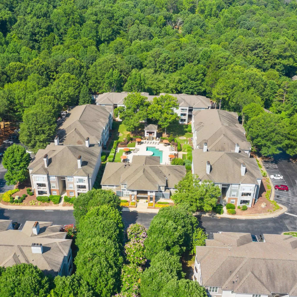 Over head view of the community at Concord Apartments in Raleigh, North Carolina