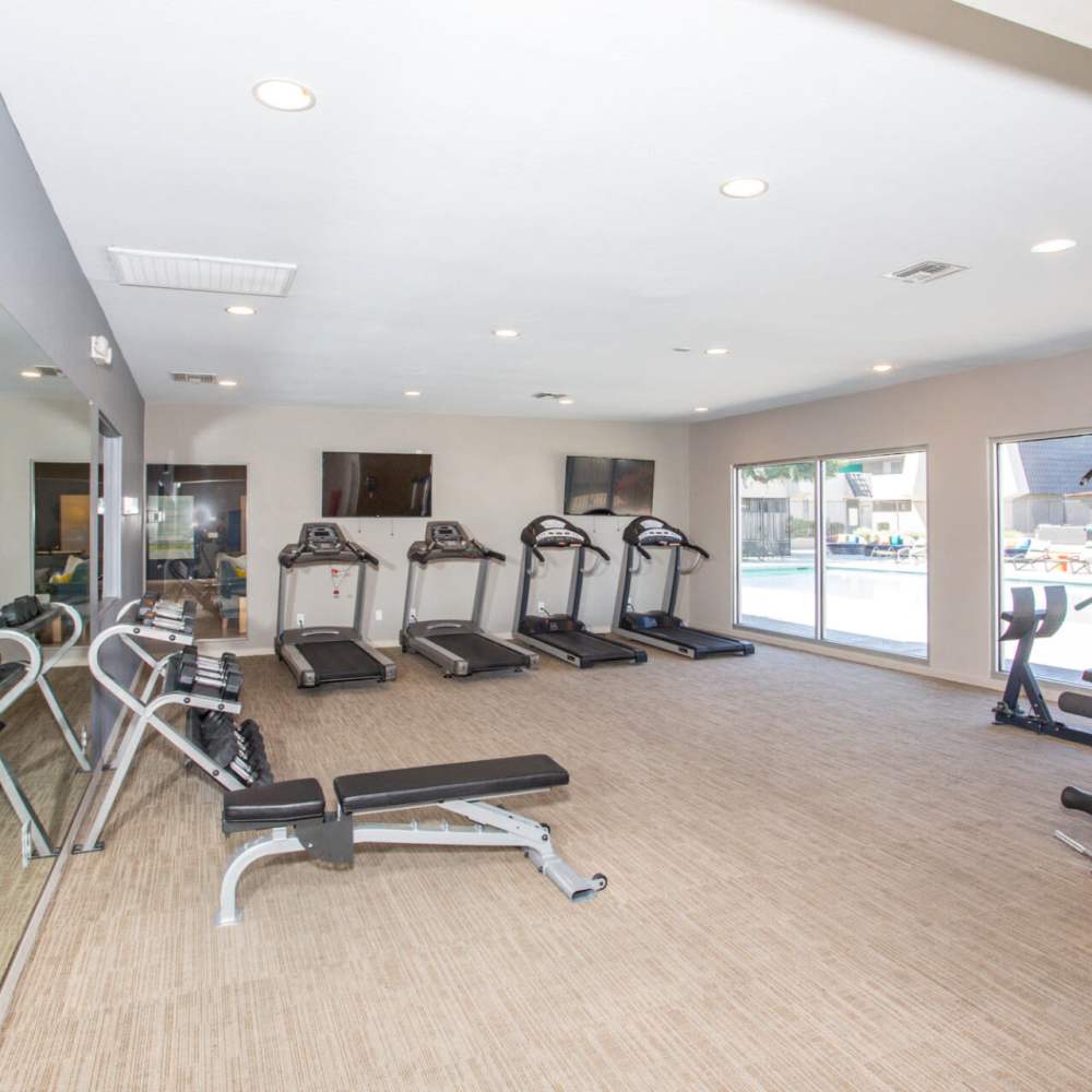 Fitness center at Highland Park in Tempe, Arizona