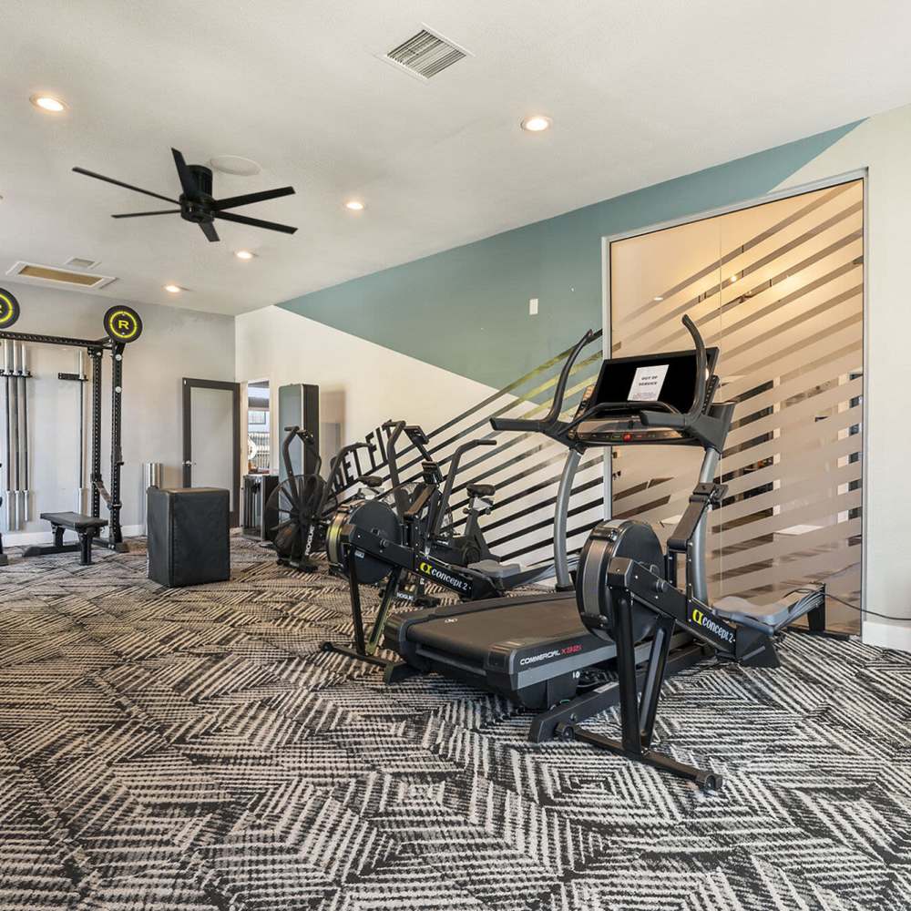 Fitness center with treadmills at Loretto Heights in Denver, Colorado