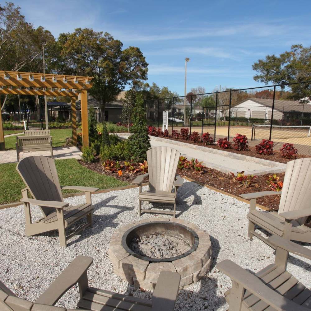 Outdoor firepit at Four Lakes at Clearwater in Clearwater, Florida