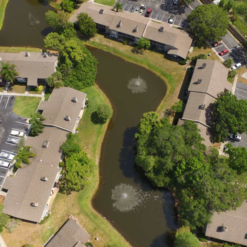 Overhead view of property at Four Lakes at Clearwater in Clearwater, Florida