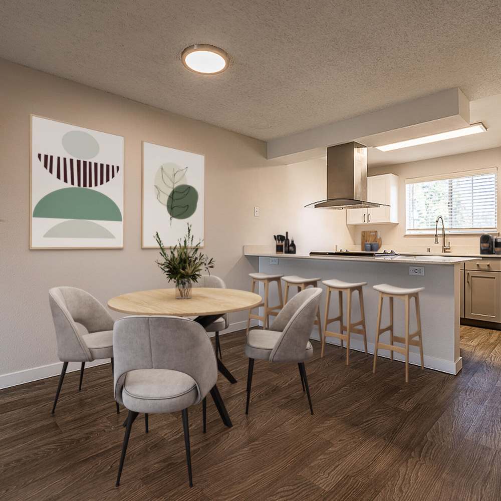 Living space with wood-style flooring at 1202 Pearl in Tacoma, Washington
