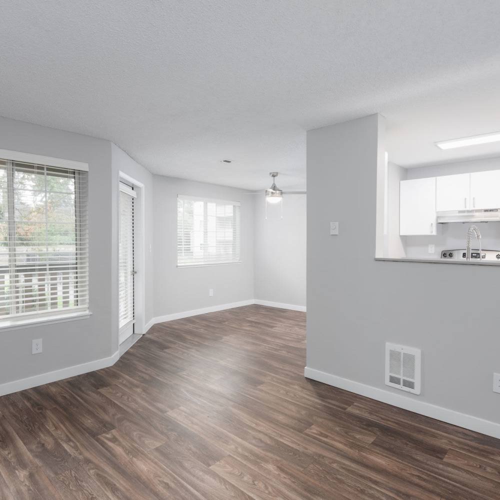 Living space with large windows at 1202 Pearl in Tacoma, Washington
