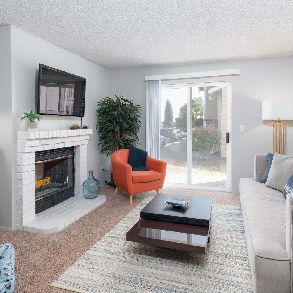 Living space with a fireplace at 1202 Pearl in Tacoma, Washington