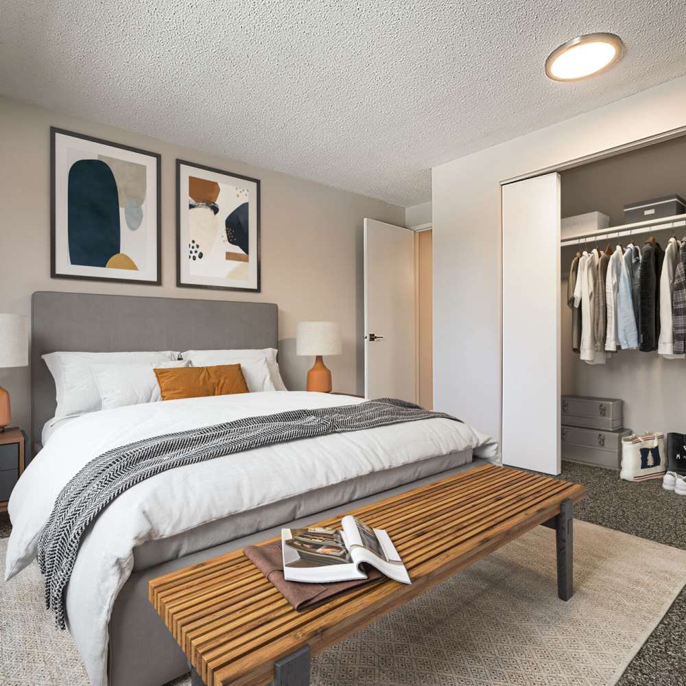 Bedroom with large closets at 1202 Pearl in Tacoma, Washington