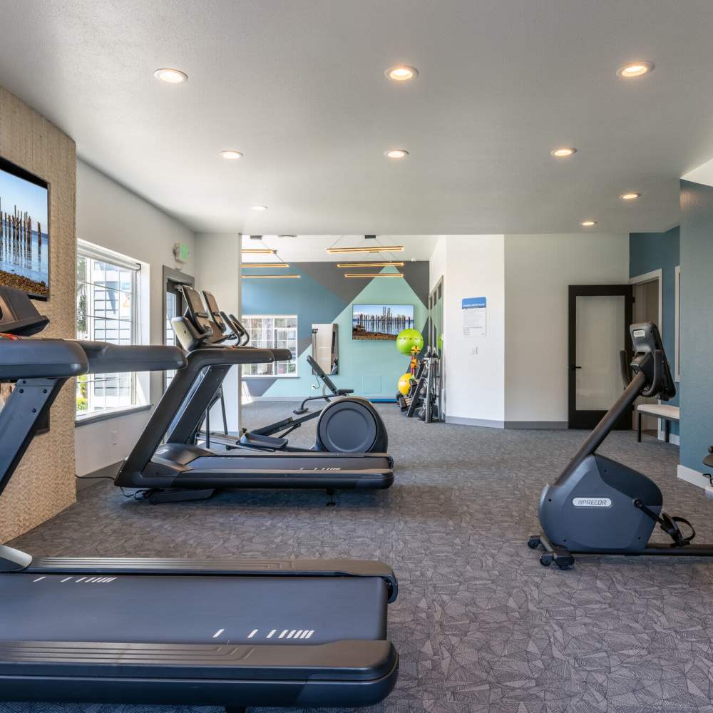 Fitness center with treadmills at 1202 Pearl in Tacoma, Washington