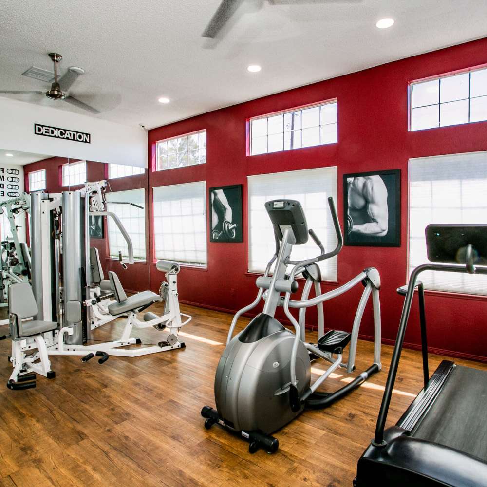 Fitness center with treadmills at Vista Del Rey in Las Vegas, Nevada