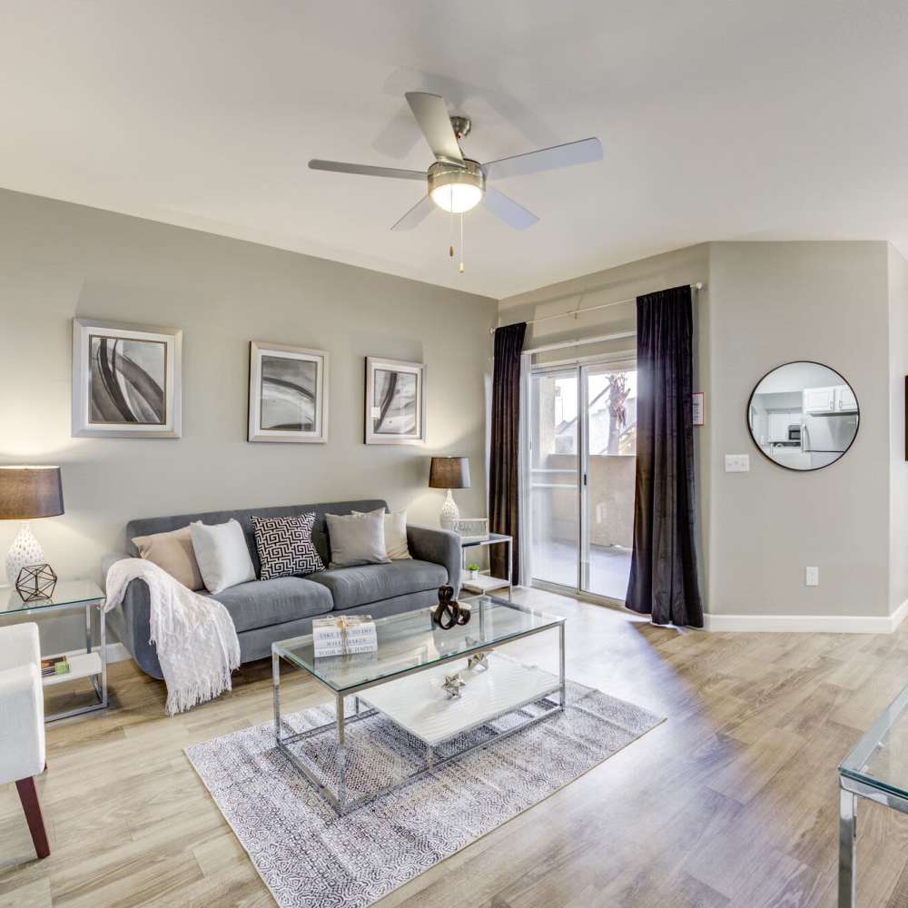 Living space with access to the balcony or patio at Calypso Apartments in Las Vegas, Nevada