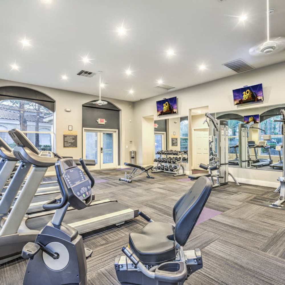 Fitness center with exercise bikes at Calypso Apartments in Las Vegas, Nevada